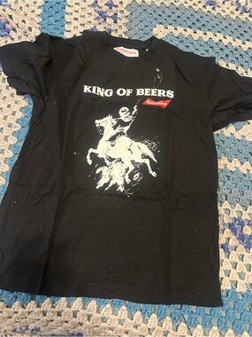 Budweiser Black Short Sleeve 'King of Beers' Graphic Tee with White Print